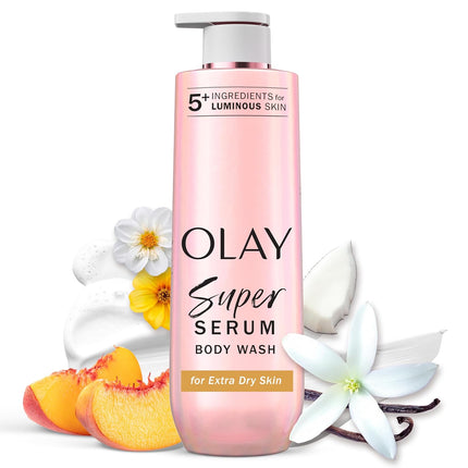 Super Serum Body Wash for Extra Dry Skin, 24Hr Long Lasting Rich Hydration, 5+ Ingredient Complex for Bright, Even, Firm, & Luminous Skin, with Collagen Peptide, Vitamin C & Shea Butter, 20 Fl Oz