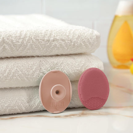 Exfoliating and Massaging Cradle Cap Bath Brushes for Baby, Silicone - 2 Inch X 2.5 Inch, Pink, 2 Pack