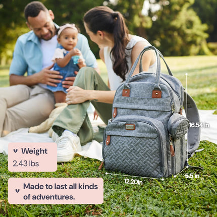 Diaper Bag Backpack - Baby Essentials Travel Tote - Multi Function Water Resistant Diaper Bag, Travel Essentials Baby Bag with Changing Pad, Stroller Straps & Pacifier Case - Dark Gray