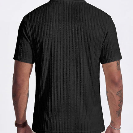 Mens Casual Polo Shirt Summer Short Sleeve Vacation Button Beach Knit Stretchy Golf Shirts