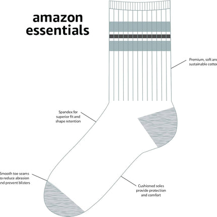 Boys and Toddlers' Cushioned Athletic Crew Sports Socks for School Kids