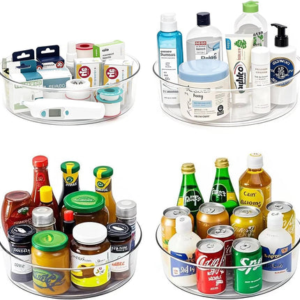 4 Pack Lazy Susan 11.5" Inch Turntable Organizer Organization Storage Container Bins Spice Rack Cabinet Rotating Condiment for Pantry Countertop Kitchen Vanity Bathroom Jewelry Holder Clear | Pantry Organizers and Storage Container Bins Spice Rack Cabinet Condiment for Countertop Kitchen Fridge Bathroom Holder Clear