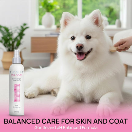 for Dogs Silk Therapy Detangling and Shine Protecting Spray, Ph Balanced Leave-In Mist with Silk and Vitamins for Dematting, Paraben-Free, All Coats and Breeds, 8 Fl Oz
