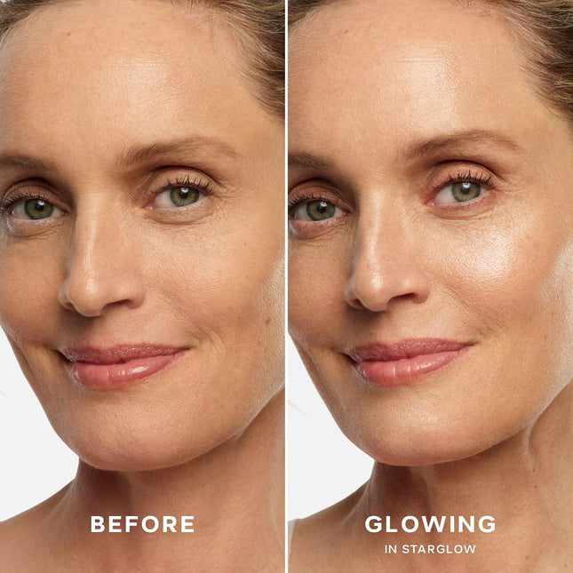 Glowy Super Gel - Hydrating Makeup Primer and Illuminating Glow Serum Enriched with Vitamin C and Squalane Oil - All-Over Liquid Highlighter Makeup for Instant Glass Skin - Starglow (1 Oz)