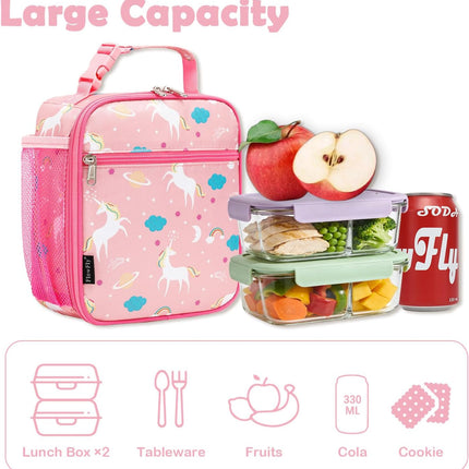 Kids Lunch Box Insulated Soft Bag Mini Cooler Back to School Thermal Meal Tote Kit for Girls, Boys, Unicorn