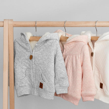 Baby Hooded Sweater Jacket with Sherpa Lining