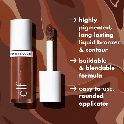 Camo Liquid Bronzer & Contour, Silky Pigmented Formula, Long-Lasting Glow for a Sun-Kissed, Sculpted Finish, Vegan & Cruelty-Free, 3 Light
