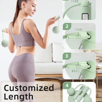 Skipping Ropes for Adults -Cordless Counter Jump Rope with Large Cordless Ball-Weighted Jump Rope for Women with LCD Display