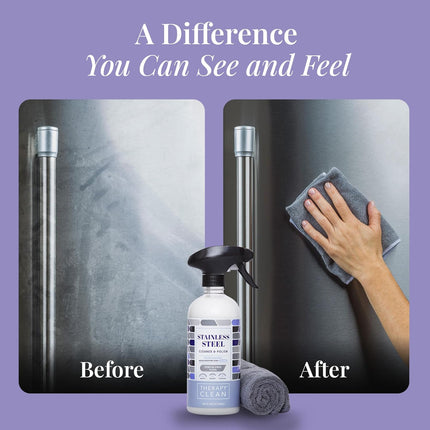 Stainless Steel Cleaner and Polish, Lavender Scent, Sink Cleaner | 100% USDA Biobased. Removes Fingerprints & Residue. Safe for Sinks, Grills & Appliances. Lavender Essential Oil Scent.