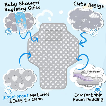 Baby Portable Changing Pad Travel - Waterproof Compact Diaper Changing Mat - Lightweight & Foldable Baby Diaper Changer, Newborn Shower Gifts