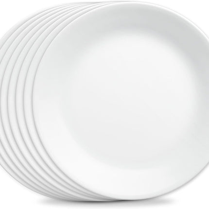 Vitrelle 8-Piece Dinner Plates Set Triple Layer Glass and Chip Resistant, Lightweight round Plates, Winter Frost White
