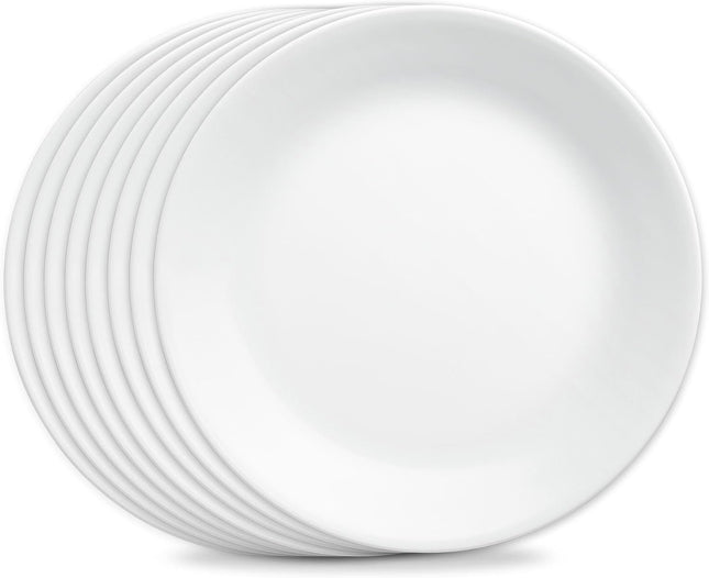 Vitrelle 8-Piece Dinner Plates Set Triple Layer Glass and Chip Resistant, Lightweight round Plates, Winter Frost White