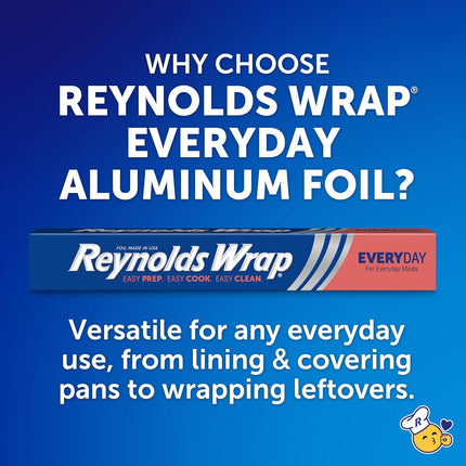 Wrap Everyday Strength Aluminum Foil Roll, Freezer Safe and Grill Safe, Great for Foil Packets and Home Cooking, 12 Inches Wide, 200 Total Sq. Ft.