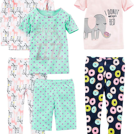 Girls 6-Piece Snug Fit Cotton Pajama Set