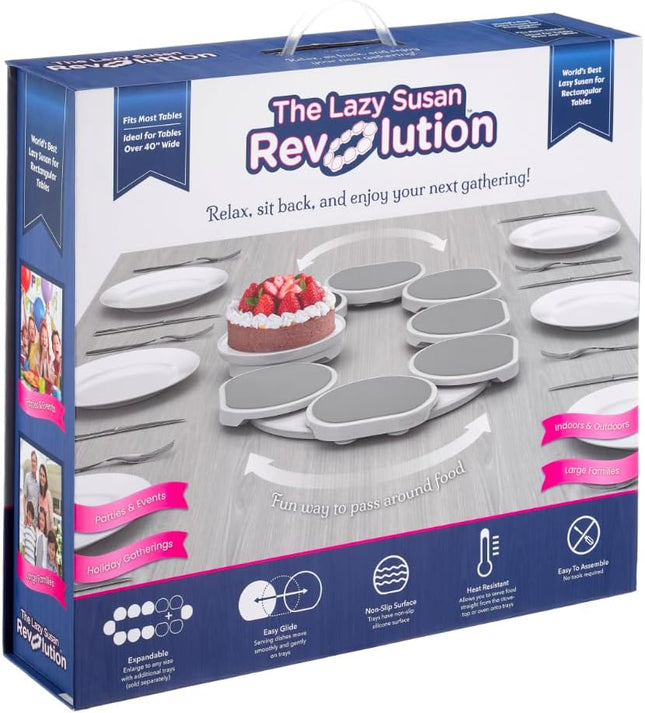 Light Gray-  - the First Patented Lazy Susan Turntable Expandable for Rectangular & Oblong Tables - Kitchen & Dining Tables - Great Gift! Parties & Gatherings