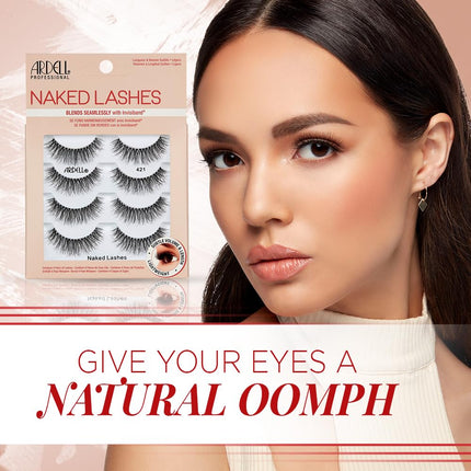 Naked Strip Lashes 421 Natural Looking False Eyelashes, 4 Pairs | Seamless Blend with Invisiband for Long-Lasting Lightweight Wispy Texture Adds Subtle Volume, Synthetic Hair, Cruelty Free