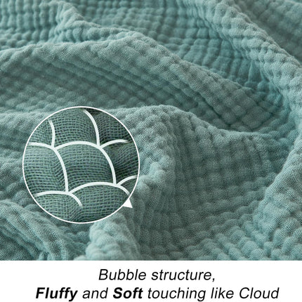 Muslin Throw Blanket for Adults 100% Cotton Blankets for Couch 4-Layer Summer Breathable Gauze All Season Soft and Lightweight Pre-Washed (Teal, 50"X71")