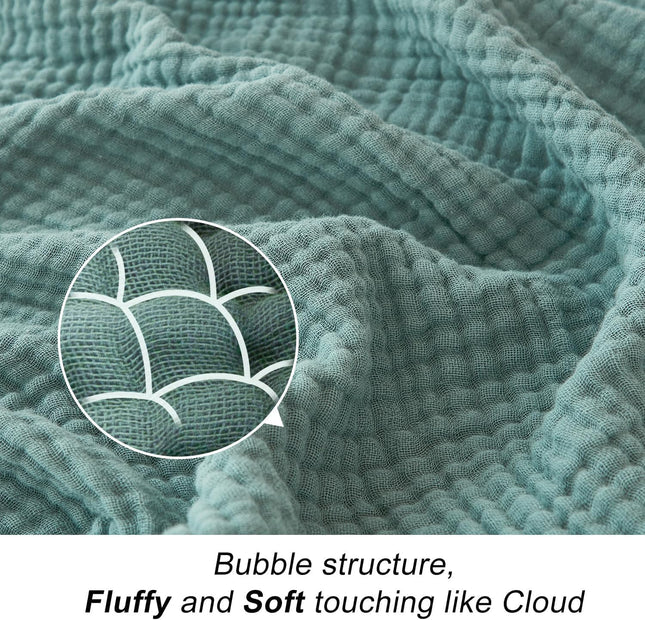 Muslin Throw Blanket for Adults 100% Cotton Blankets for Couch 4-Layer Summer Breathable Gauze All Season Soft and Lightweight Pre-Washed (Teal, 50"X71")