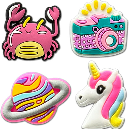 36-Piece Cute Pink Shoe Charms for Girls & Kids – Kawaii Butterfly, Heart, Unicorn, Rainbow, Animal, Fruit, Ice Cream, Lollipop & Happy Face Charms, Adorable Shoe Accessories for Clogs and Sandals, Birthday Gift & Party Favor