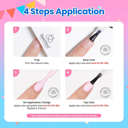 Beetles Gel Nail Polish Kit with U V Light - 80Pcs Color Enchantment 55 Colors Gel Nail Kit with Everything Base Top Coat Beginner Starter at Home Nails Kit Manicure DIY Salon Tools Gifts for Women