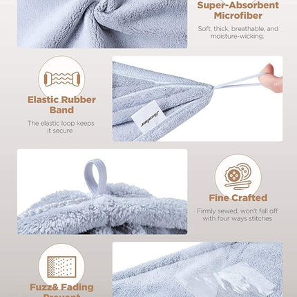 Microfiber Hair Towel Wrap, Fast Drying Hair Towels for Women, Soft Lightweight Quick Dry Turban for Curly & Long Hair–3 Pack(Blue/Grey/Pink)