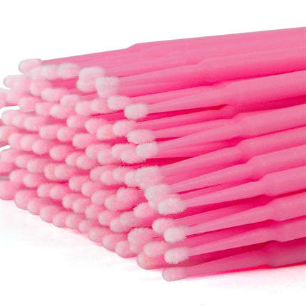 400PCS Micro Cotton Swabs, Disposable Eyelash Microswabs for Eyelash Extensions, Lash Brush Applicators Pink(Head Diameter: 2.0Mm)
