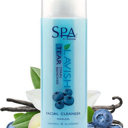 SPA Tear Stain Remover for Dogs | Blueberry Facial Shampoo | Odor Eliminator | Tearless | Whitening and Brightening | Made in USA | 8Oz.