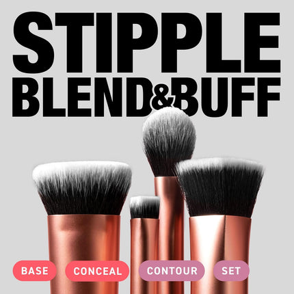 Face Base 4 Piece Makeup Brush Set, Makeup Brushes Set for Foundation, Concealer, Contour & Powder, Cruelty-Free Synthetic Bristles