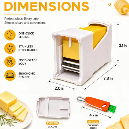 One-Click Butter Cutter & Slicer,Measuring Dispenser & Airtight Keeper