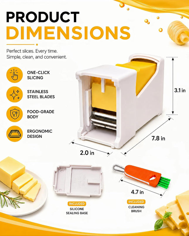 One-Click Butter Cutter & Slicer,Measuring Dispenser & Airtight Keeper
