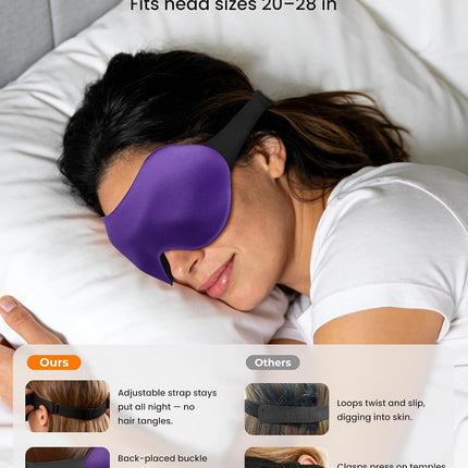 3 Pack Sleep Masks for Side Sleepers, True Blackout 3D Eye Mask for Sleeping, Zero Eye Pressure, Lash-Friendly, Adjustable Soft Eye Cover for Women Men, Travel Night Blindfold
