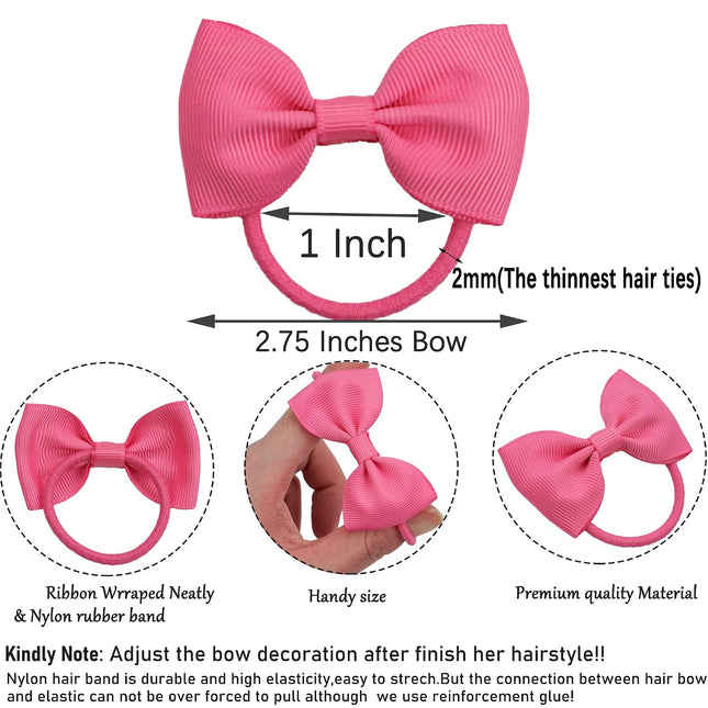 Toddler Hair Accessories - 40Pcs 2.75" Elastics Rubber Ribbon Bands, Bows for Baby Girls, Kids & Children
