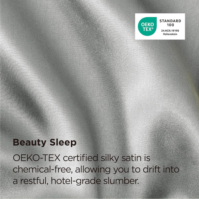 Bedsure Satin Pillowcase 2 Pack Similar to Silk Pillow Cases Standard Size, Pillow Case for Sleeping Women with Envelope Closure, Gifts for Women Men, Silver Grey, 20X26 Inches, 2Pcs