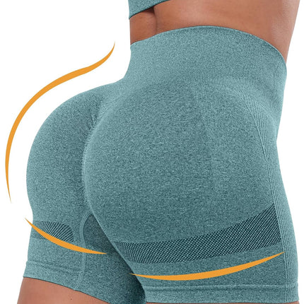 Workout Shorts Sets for Women, High Waisted Gym Butt Lifting Scrunch Butt Seamless Shorts