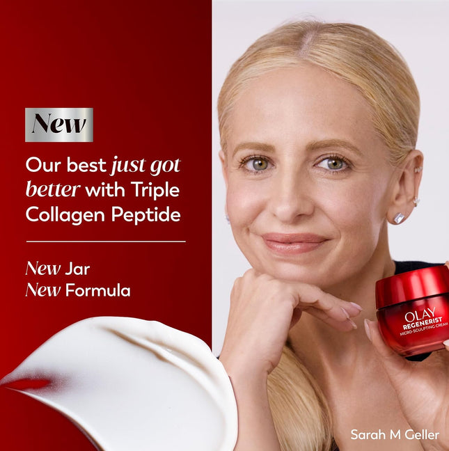Face Moisturizer, Regenerist Micro-Sculpting Cream for Women, Fragrance-Free - Anti-Aging, Anti-Wrinkle, Firming Skin Care - Triple Collagen Cream, Peptide, Hyaluronic Acid, Niacinamide, 1.7Oz