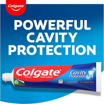 Cavity Protection Toothpaste with Fluoride, Minty Great Regular Flavor, anti Cavity Toothpaste, 6 Pack, 6 Oz Tubes