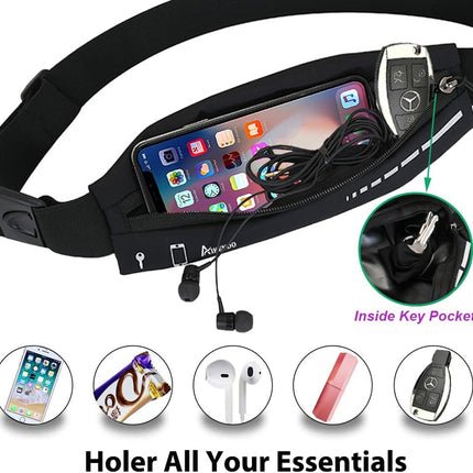 Slim Running Belt for Women Men,Runners Fanny Pack Phone Holder,Running Pouch Waist Bag for Workout Jogging,Money Belt Running Gear Accessories