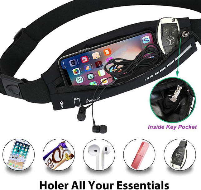 Slim Running Belt for Women Men,Runners Fanny Pack Phone Holder,Running Pouch Waist Bag for Workout Jogging,Money Belt Running Gear Accessories