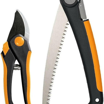 Fiskars Bypass Pruning Shears, 5/8" Cut Capacity Gardening Scissors, Self-Cleaning Sap Groove Prevents Sticking, Non-Slip Grip for Cutting Stems & Branches, Sharp Steel Blades W/ Low-Friction Coating