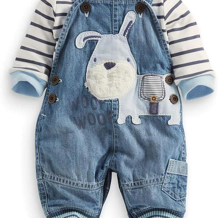 Cute Baby Boy Clothes Suit Toddler Boys' Striped Long Sleeve T-Shirt+Denim Overalls Jumpsuit Pants Outfits Sets