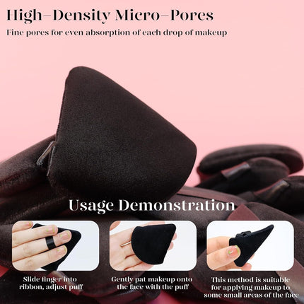 Powder Puff, 12Pcs Face Triangle Powder Puffs for Loose & Foundation | Black Velvet Makeup Puff for Contouring & Baking, Ultra-Soft Cloud Kiss Makeup Tools for Setting, Reusable & Washable
