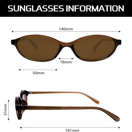 Retro Oval Sunglasses for Women Chic Cat Eye 90S Sunnies Lightweight Narrow Shades Trendy UV Protection Sun Glasses
