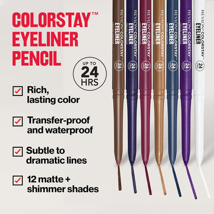 Colorstay Pencil Waterproof Eyeliner, Smudge-Proof, Eye Makeup with Built-In Sharpener, Long-Lasting, Matte Finish, 201 Black, 2 Pack
