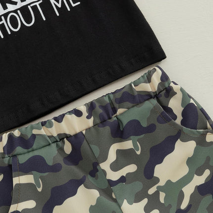 Toddler Kids Baby Boy Summer Clothes Sets 1T 2T 3T 4T 5T Letter Print Short Sleeve Tops Camouflage Shorts Outfits