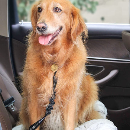 2 Pack Dog Seat Belt Adjustable Dog Car Seatbelts for Vehicle Nylon Pet Safety Seat Belt with Elastic Bungee Buffer Reflective & Durable Car Harness for Dogs