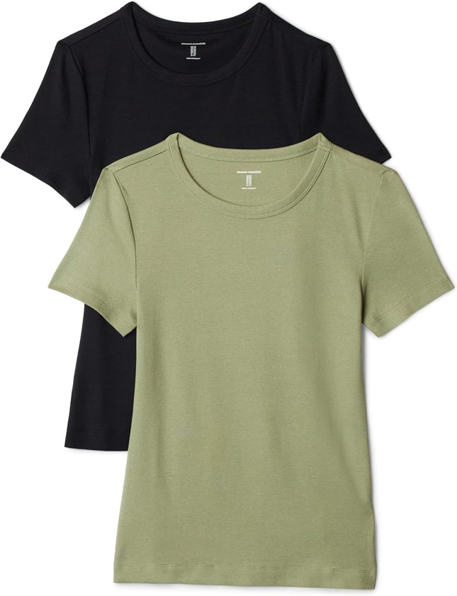 Women'S Slim-Fit Short-Sleeve Crewneck T-Shirt, Pack of 2
