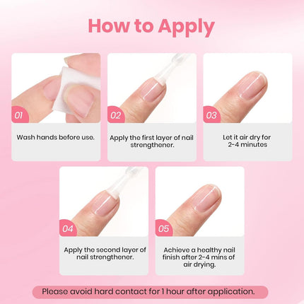 Beetles Nail Strengthener, Air Dry Pink Neutral Nail Polish Strengthener and Nail Growth Treatment Strengthener for Thin Nails and Growth