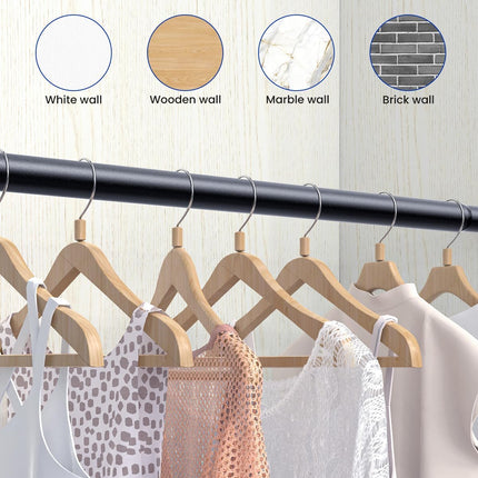 Closet Rods for Hanging Clothes, 17 to 84 Inches Stepless Adjustable Metal Closet Rod, 1.3 Inches Heavy Duty Clothes Hanging Rod for Closet Wardrobes Laundry RV, Black