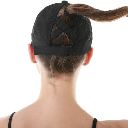 Womens Criss Cross Ponytail Hat Quick Drying Baseball Cap Sun Hats UV Protection Sport Cap
