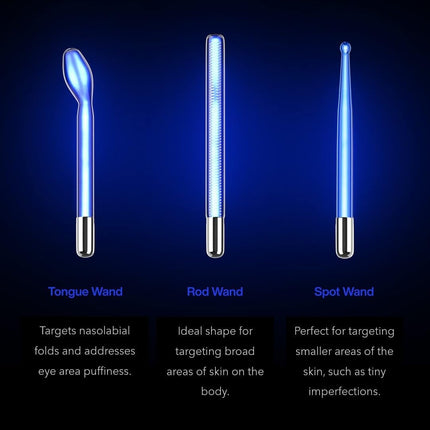 Nuderma Clinical Portable Skin Therapy Wand, Machine with 6 Fusion Neon + Argon Wands – anti Aging - Clarifying - Skin Tightening & Radiance - Wrinkle Reducing